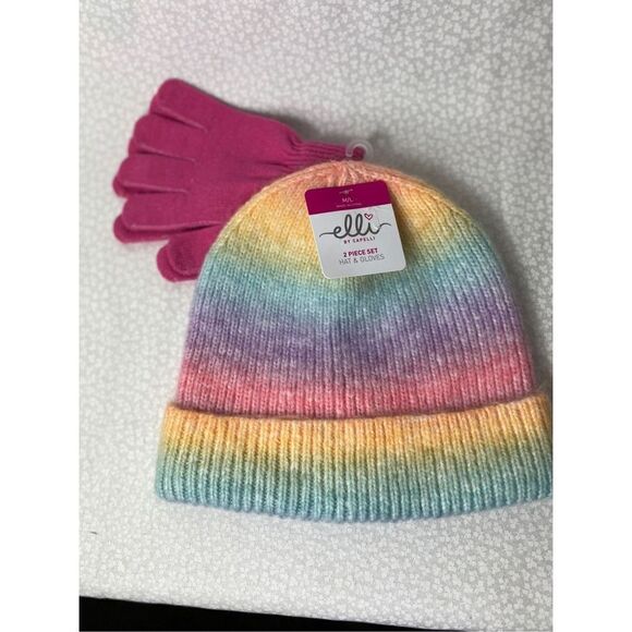 Elli by Capelli M/L Ombre Cuffed Beanie & Magic Glove 2- Piece Set - Picture 7 of 11